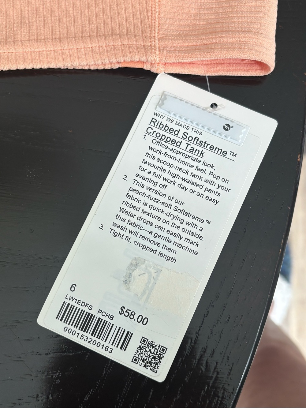 lululemon Peach Ribbed Crop Top - Picture 3 of 5